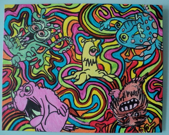 Tableau 24 x 30 cm psycho monsters