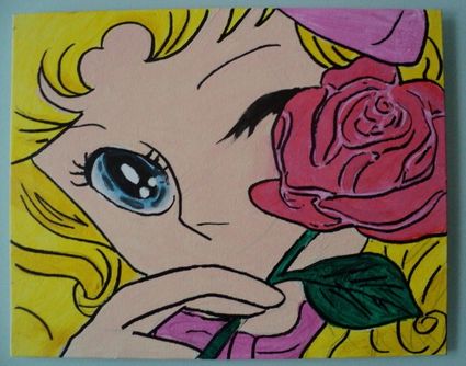 Tableau 24 x 30 cm selon candy visage fait maison sur carton toile