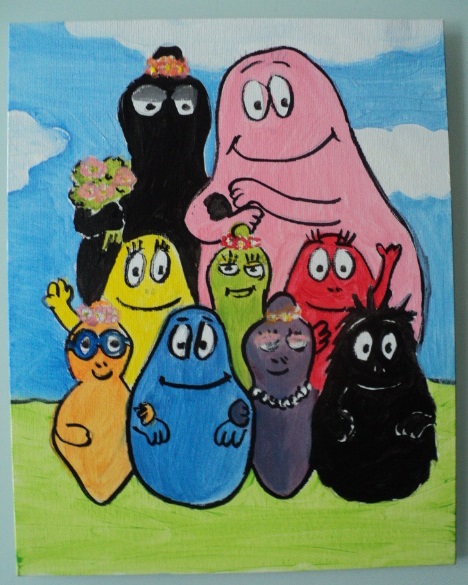 Tableau 30 x 24 cm selon barbapapa