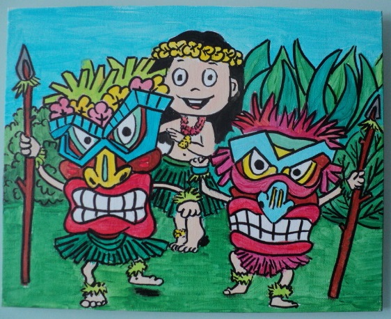 Tableau 24 x 30 cm tiki dance