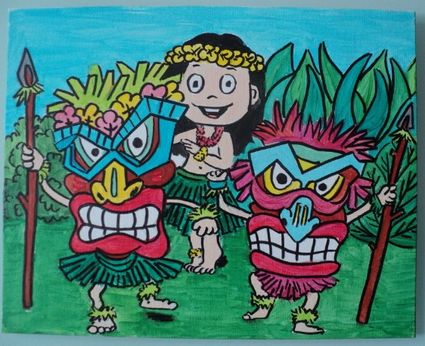 Tableau 24 x 30 cm tiki dance