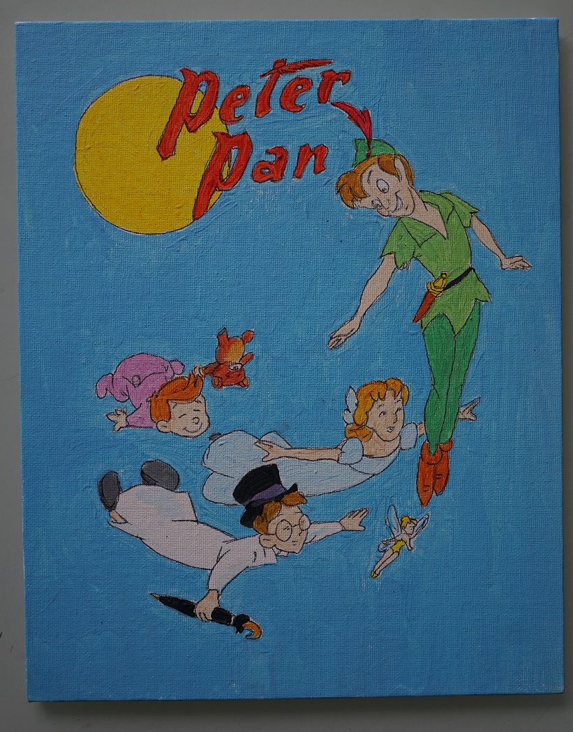 Bl peinture peter pan sur toile catonne environ 30 x 24 cm