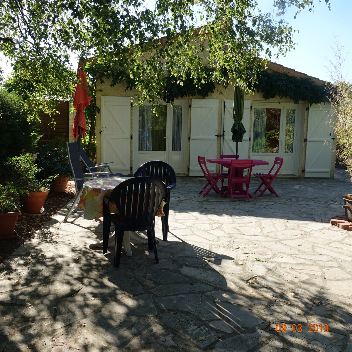 Terrasse ombragee par 3 bouleaux