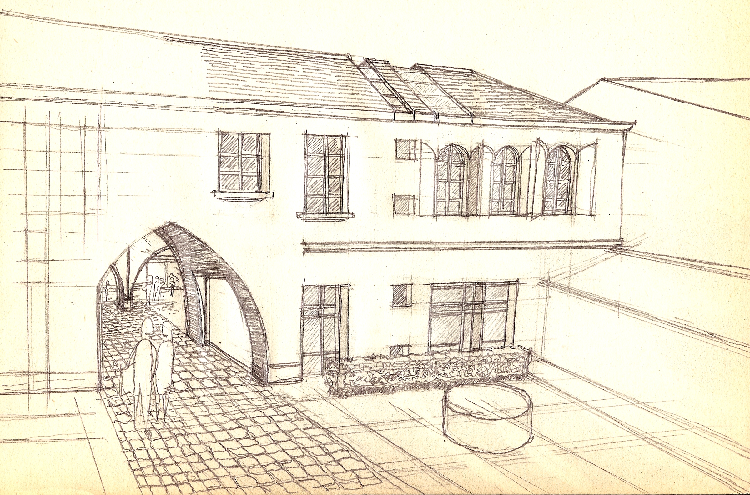 Dessin vue cote cour