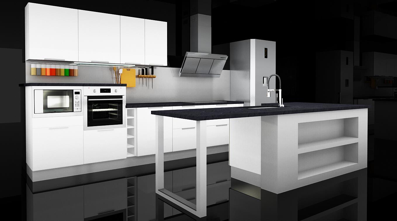 Cuisines pau ilot central frigo apparent