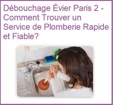 Débouchage Évier Paris 2 - Comment Trouver un Service de Plomberie Rapide et Fiable?