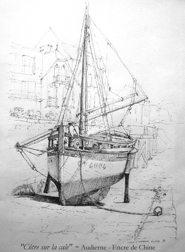 Côtre sur la cale - Audierne ©-JPC