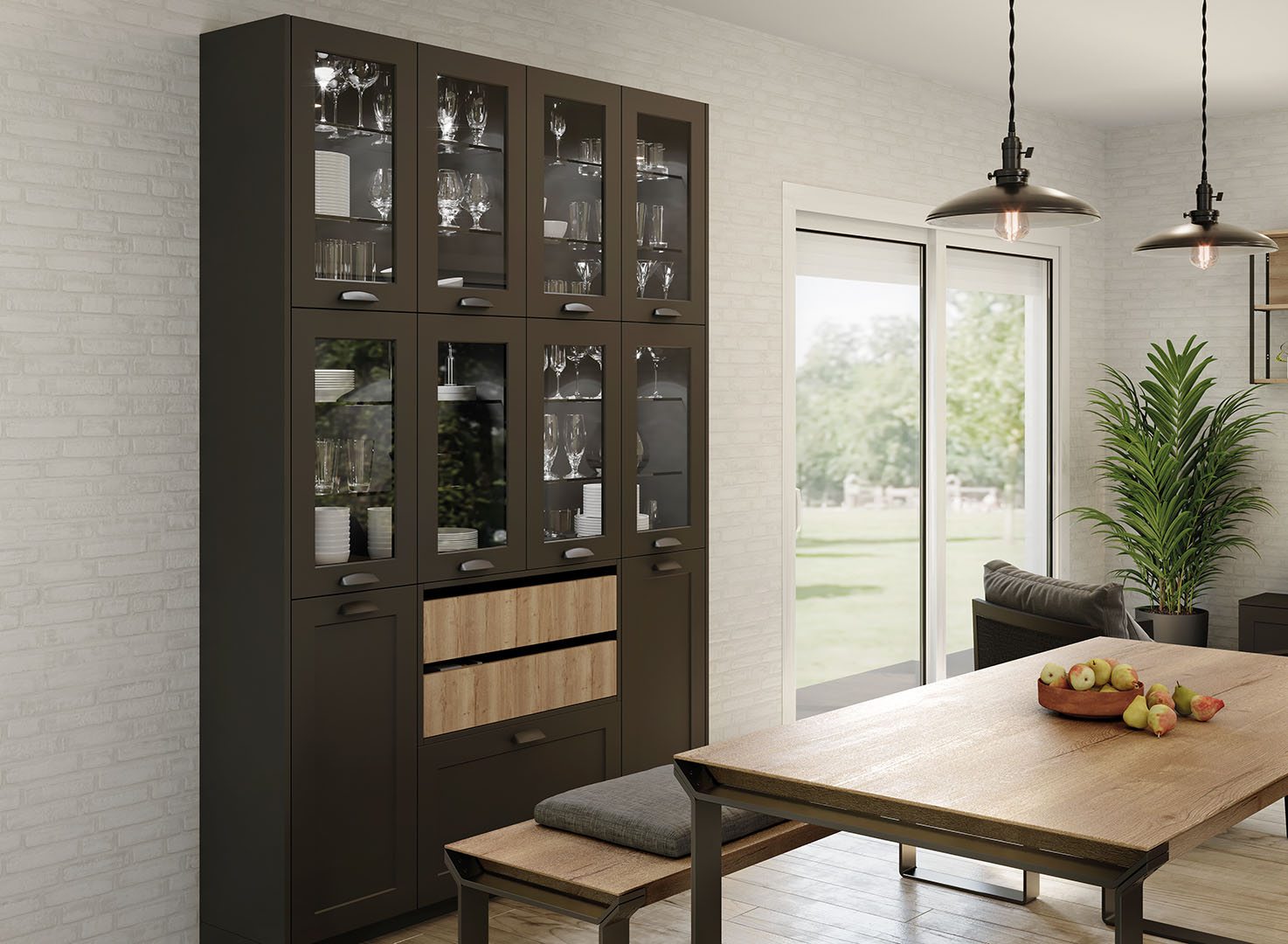 Cuisinova lons pau 64 cuisiniste cuisines 4 millesime chic vue vaisselier