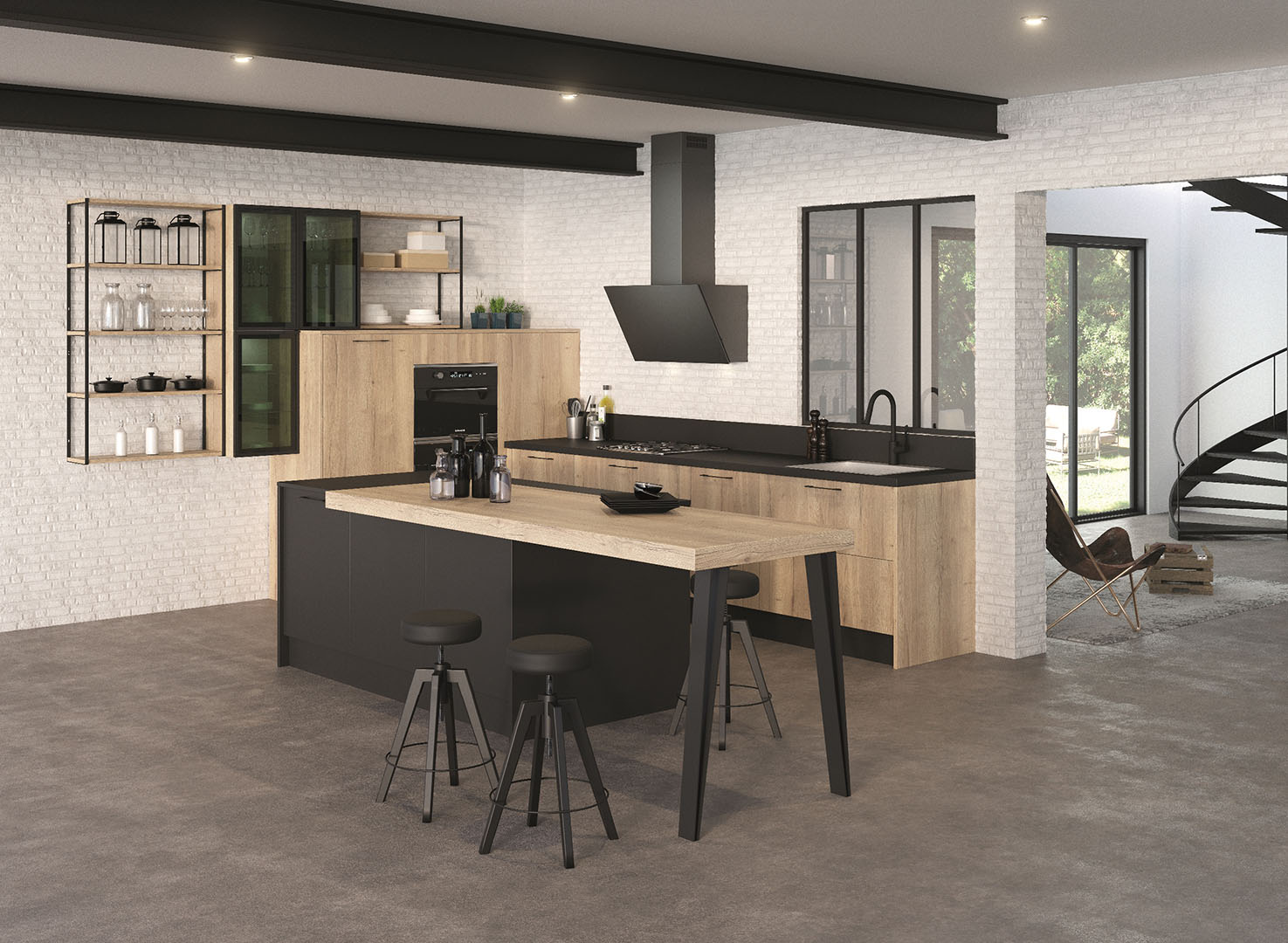 Cuisinova lons pau 64 cuisiniste cuisines 6 inspiration industrielle