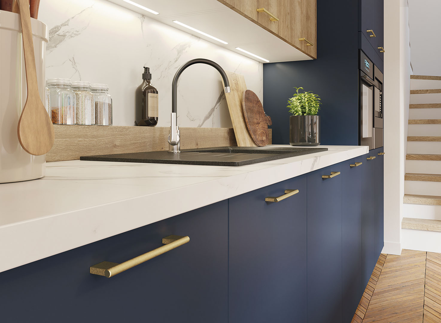 Cuisinova lons pau 64 cuisiniste cuisines 10 fenix bleu minuit ilot zoom