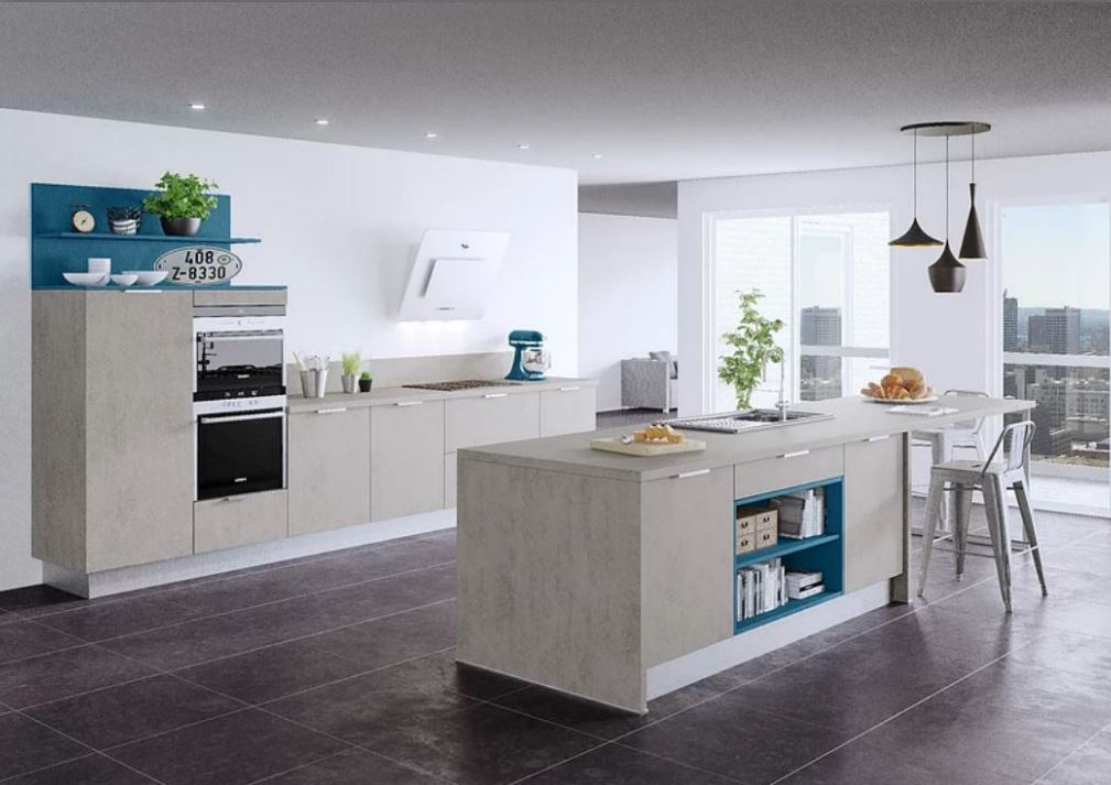 Cuisinova pau lons cuisine bois et bleue