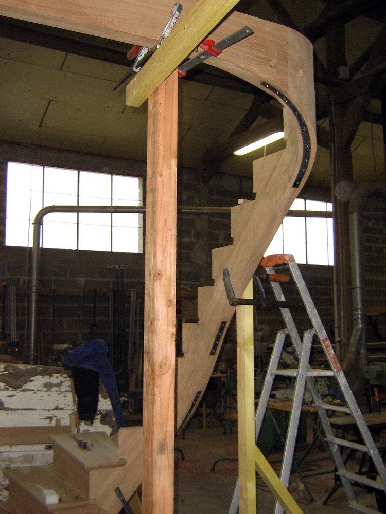 Escalier à l'Anglaise en chêne avec rampe à balustre fer par menuiserie Papavoine à st Aubin sur Gaillon