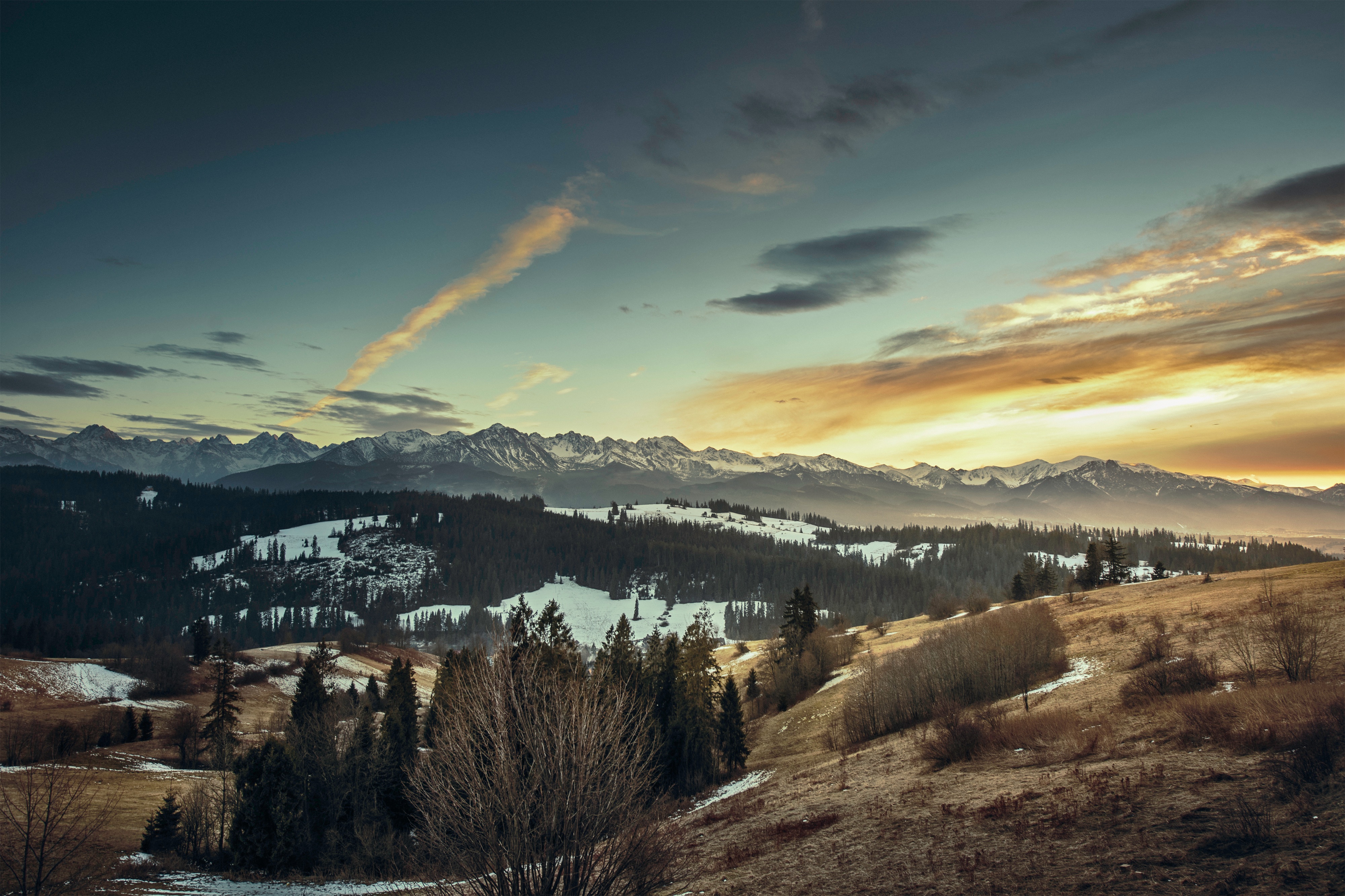 Dawn landscape mountains nature