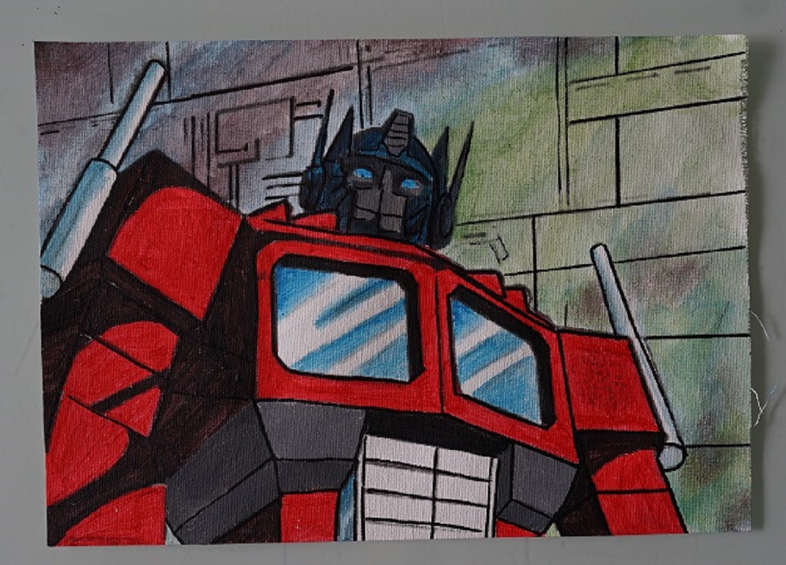 Peinture transformers sur toile format a4