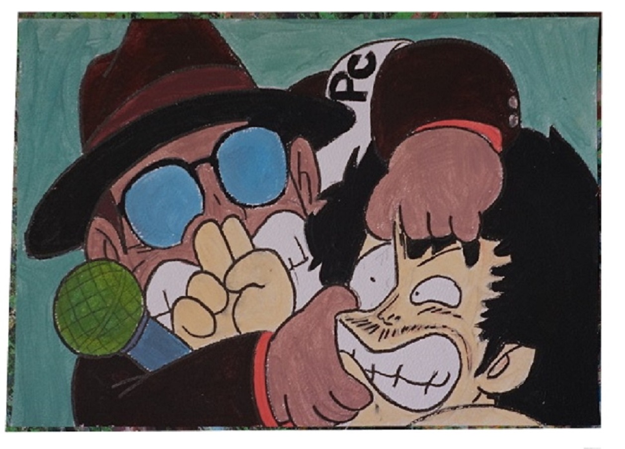 Bl peinture dr slump seinbei norimaki vs un ennemi sur papier aquarelle format a4 300 g