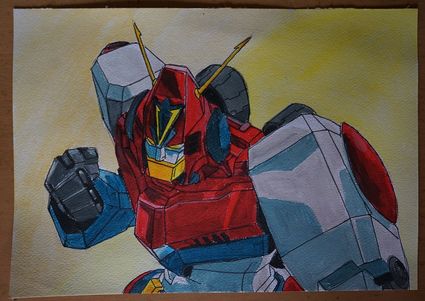 Bl peinture super electromagnetic robot combattler v sur papier aquarelle format a4 300 g