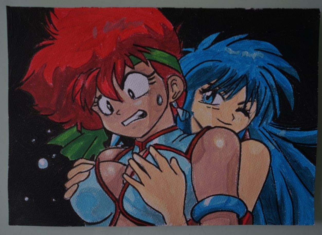 Bl peinture dan et danny dirty pair sur papier asuarelle fortmat a4 300 g