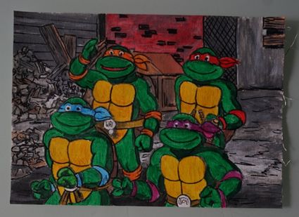Bl peinture tortues ninja sur toile format a4