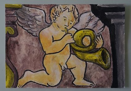 Bl peinture ange eglise st jean baptiste le croisty sur toile format a4