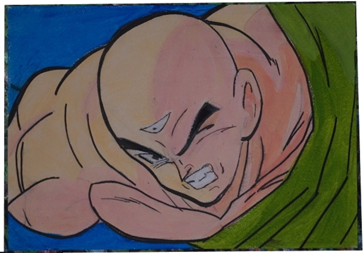 Bl peinture dragon ball ten shin han sur papier aquarelle format a4 300 g