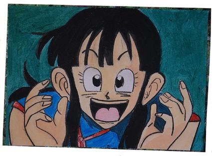 Bl peinture dragon ball chi chi sur papier aquarelle format a4 300 g