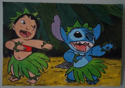 Bl peinture lilo et stitch 6 sur papier aquarelle format a4