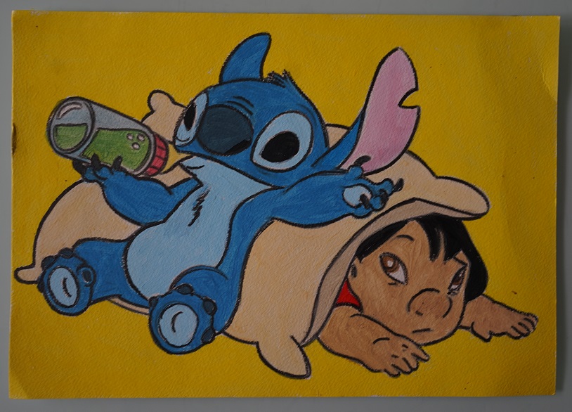 Bl peinture lilo et stitch 5 sur papier aquarelle format a4