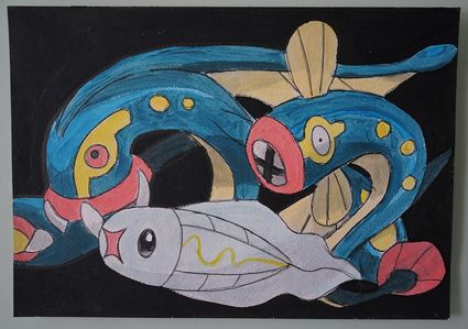 Bl peinture pokemon famille d anchwatt sur papier aquarelle format a4
