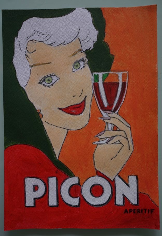 Bl peinture publicite picon sur papier aquarelle format a4 300 g