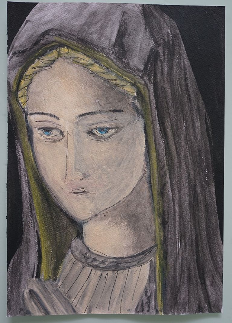 Bl peinture la sainte vierge sur papier aquarelle format a4 300 g