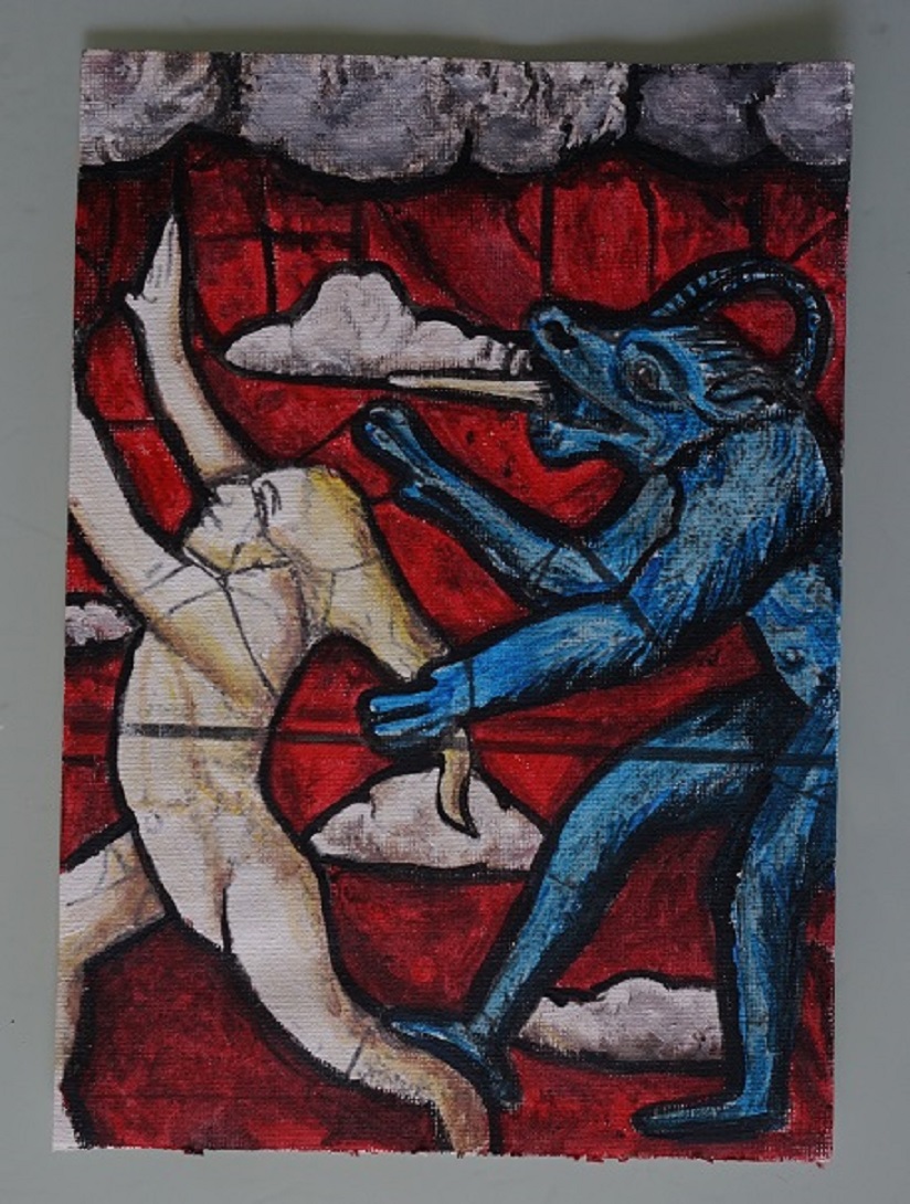 Bl peinture les ouvrieres du diable chapelle nd de kergoat quemeneven sur toile format a4