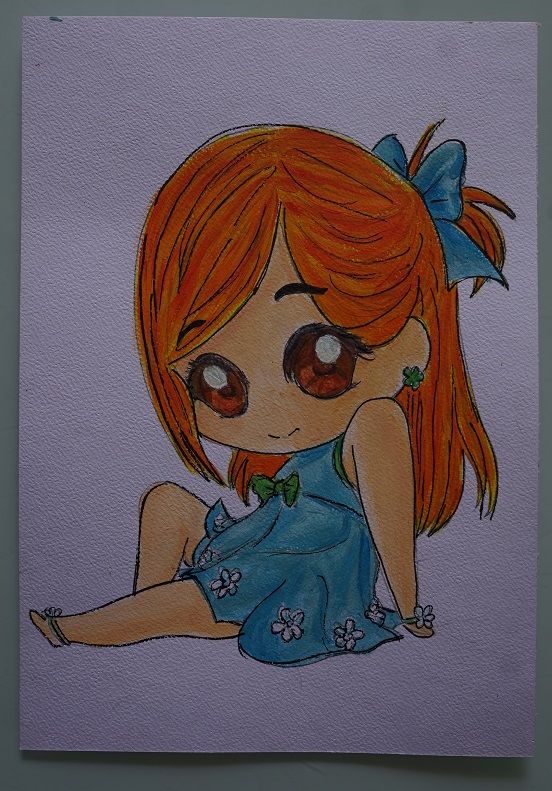 Bl peinture chibi sur papier aquarelle format a4 300 g