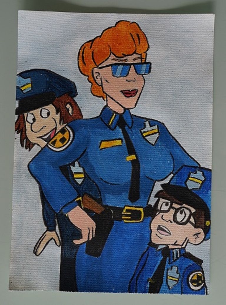 Peinture police academy sur toile format a4