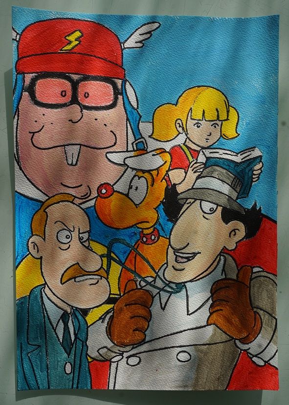 Bl peinture inspecteur gadget sur papier a4 aquarelle 300 gr