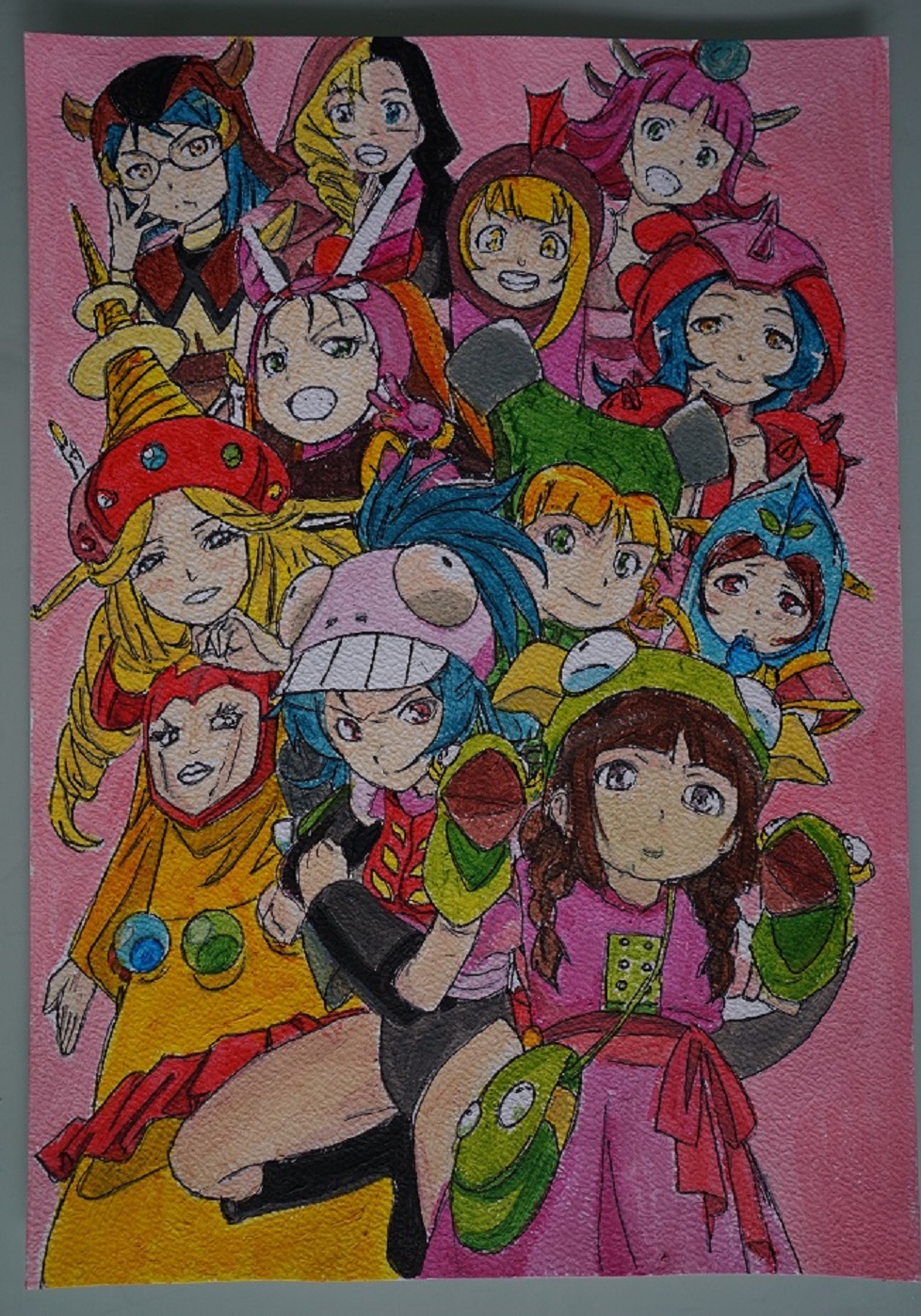 Bl peinture robot girls z villains sur papier a4 aquarelle 300 gr