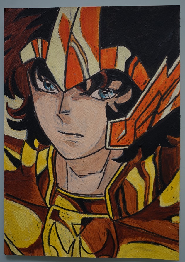 Bl peinture saint seiya 2 sur papier aquarelle format a4