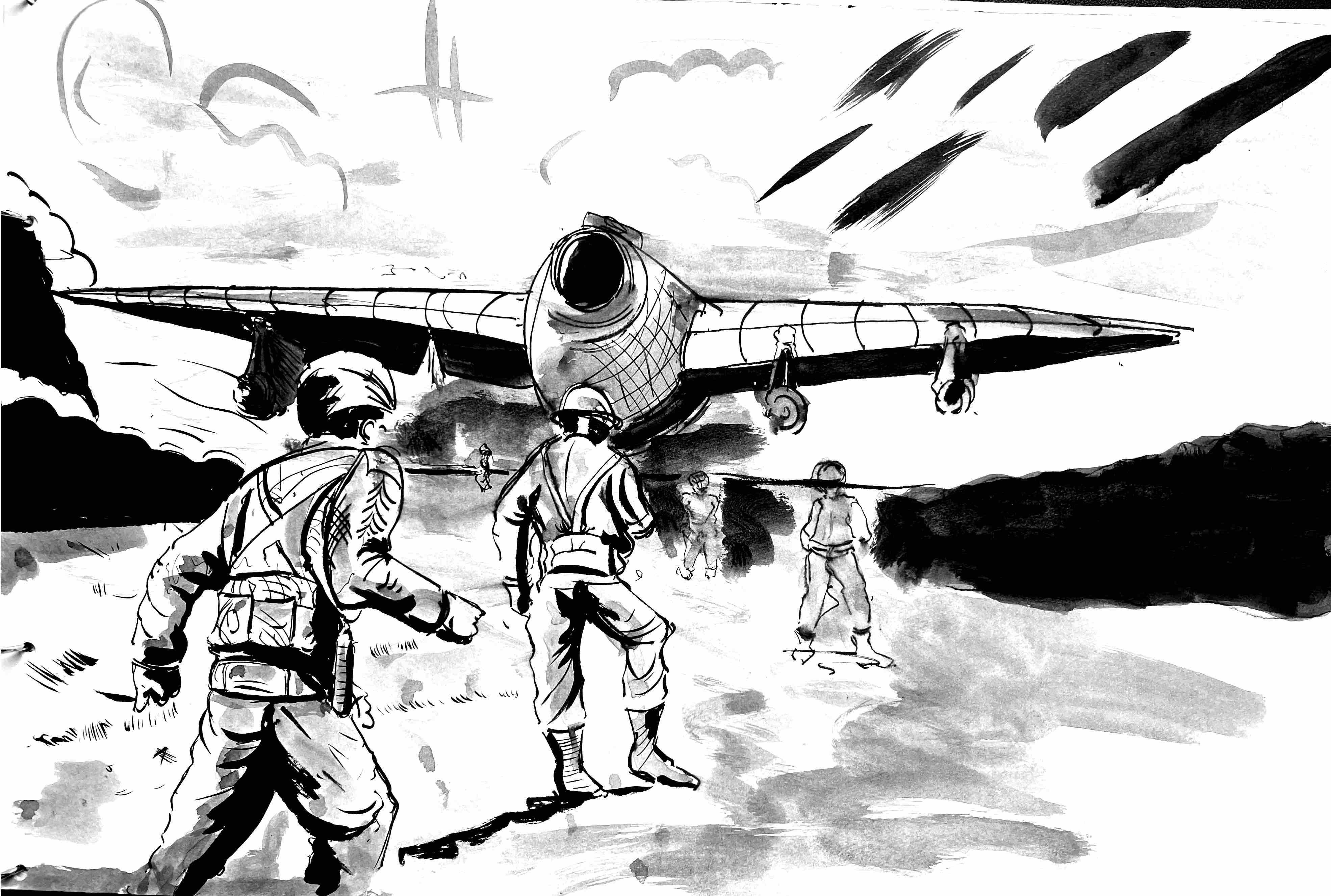 Dessin illustration de guerre b b frederic pierrat