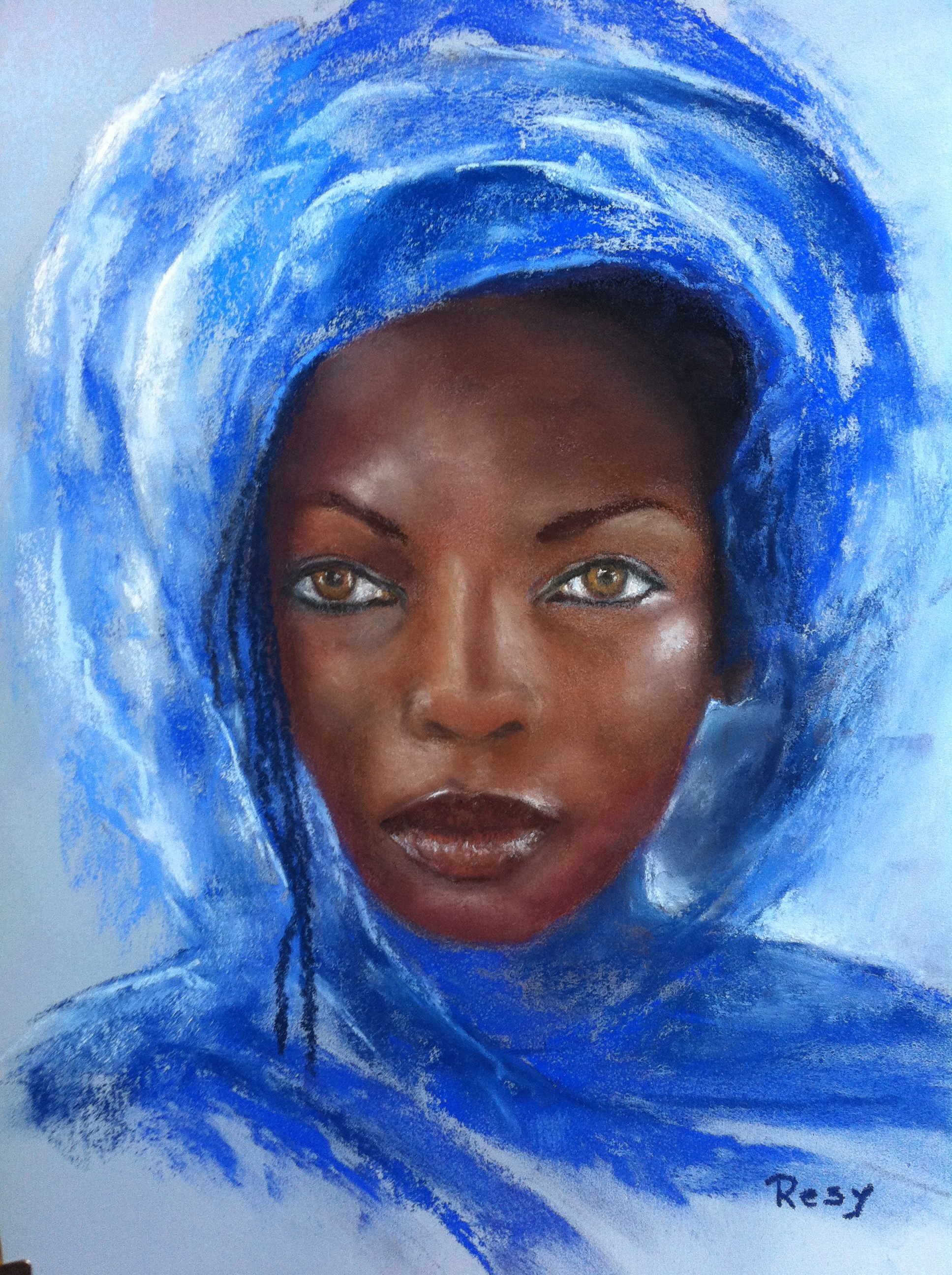A africaine au chale bleu