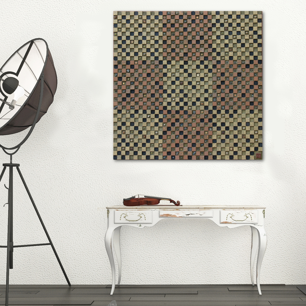 mosaic - mosaïques - damier - fresque - miel - noir - grès - perles - afrique - vuitton - vintage - effet optique- ora mosaïques