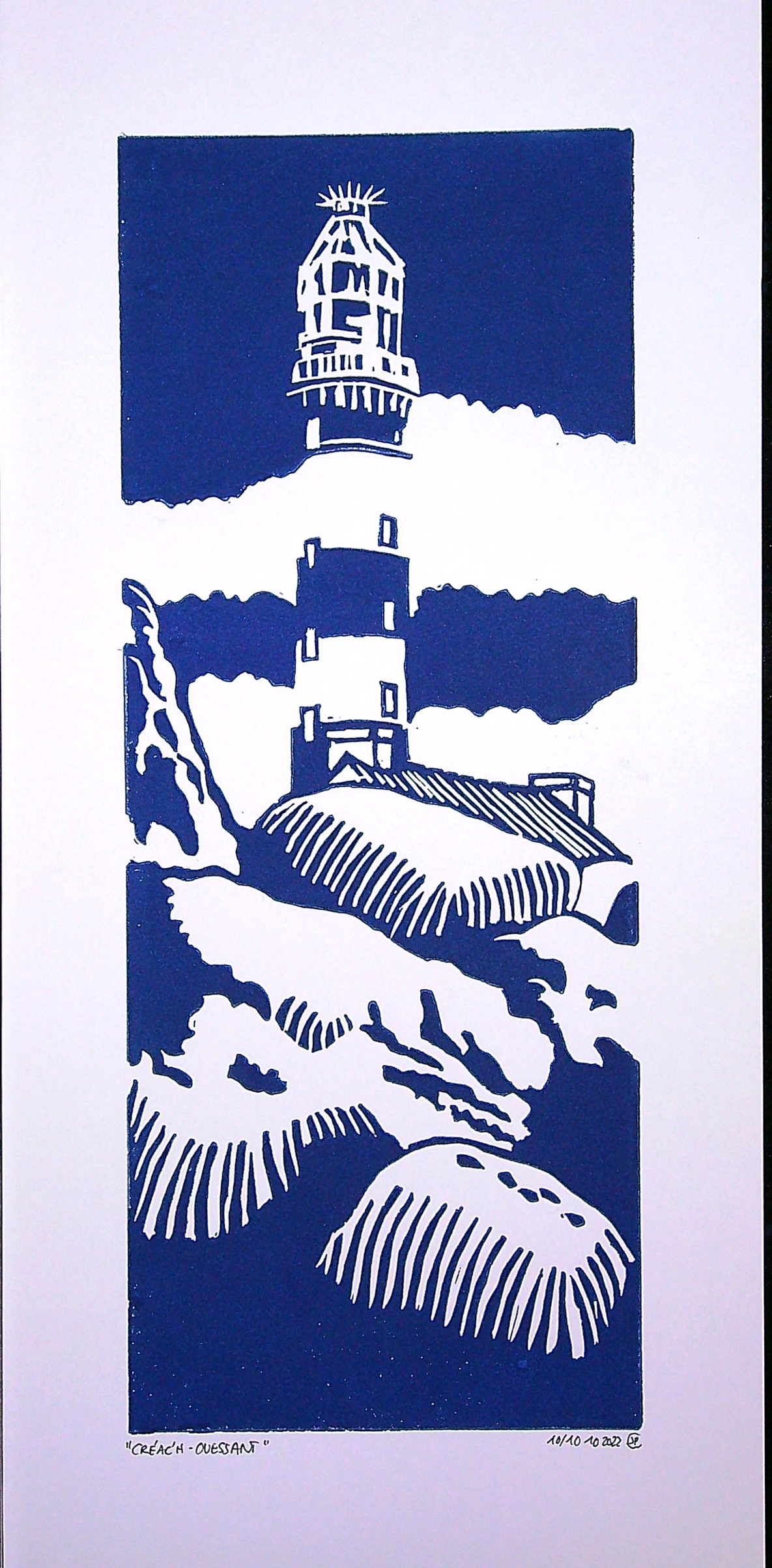 Créac'h-Ouessant - Linogravure tirée à 20 exemplaires ©-JPC