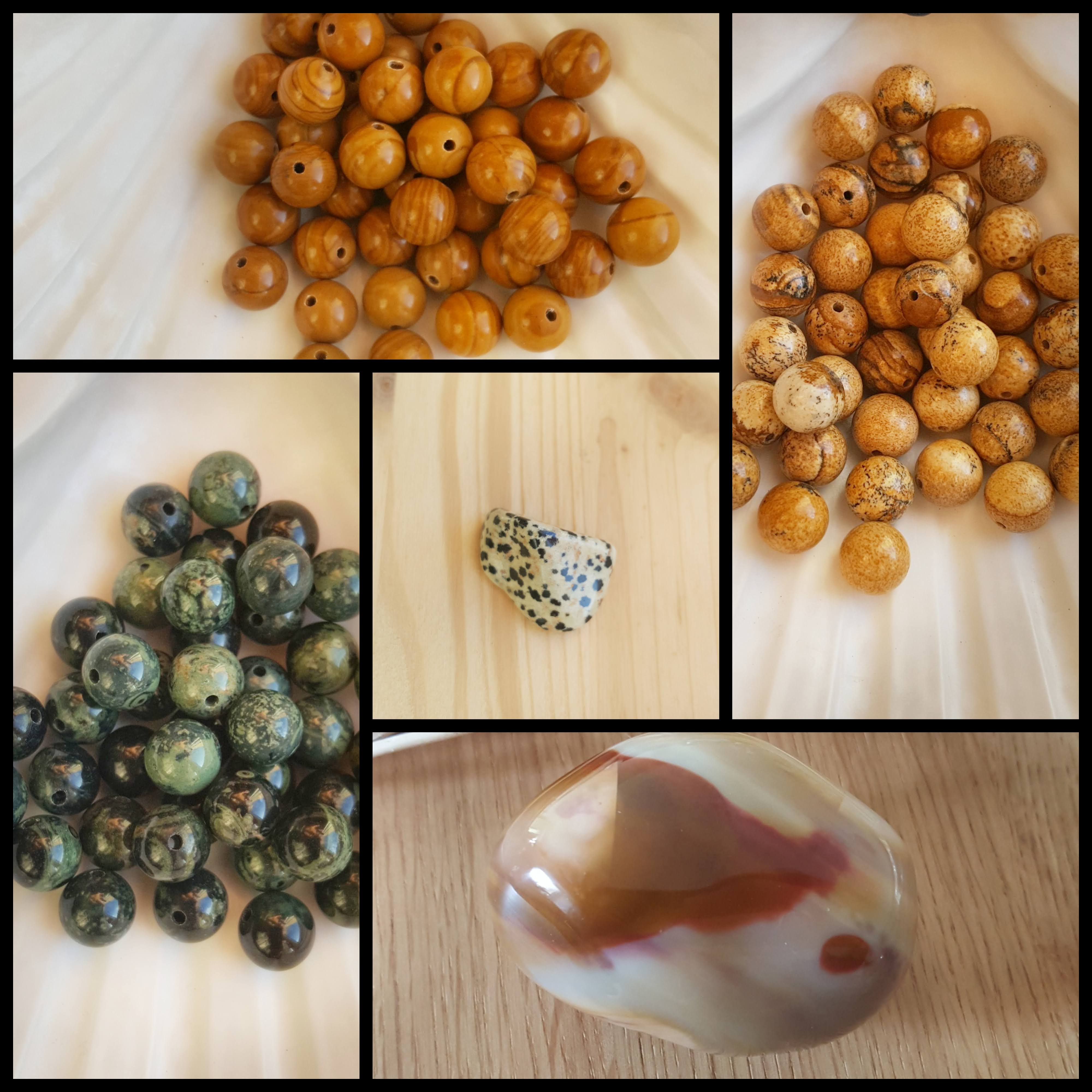 jaspe mokaite, bois, paysage, kambaba,dalmatien, l'entrereve, bijoux, minéraux