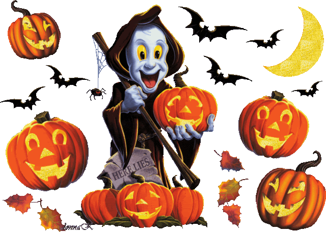 Halloween-fantome-et-citrouilles