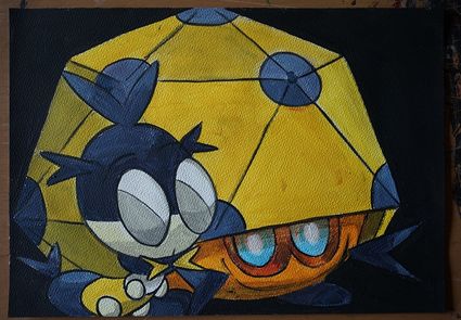 Bl peinture pokemon famille de larvadar sur papier aquarelle 300 g 5 