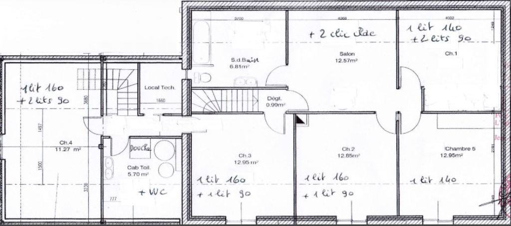 Plan etage gites couchages