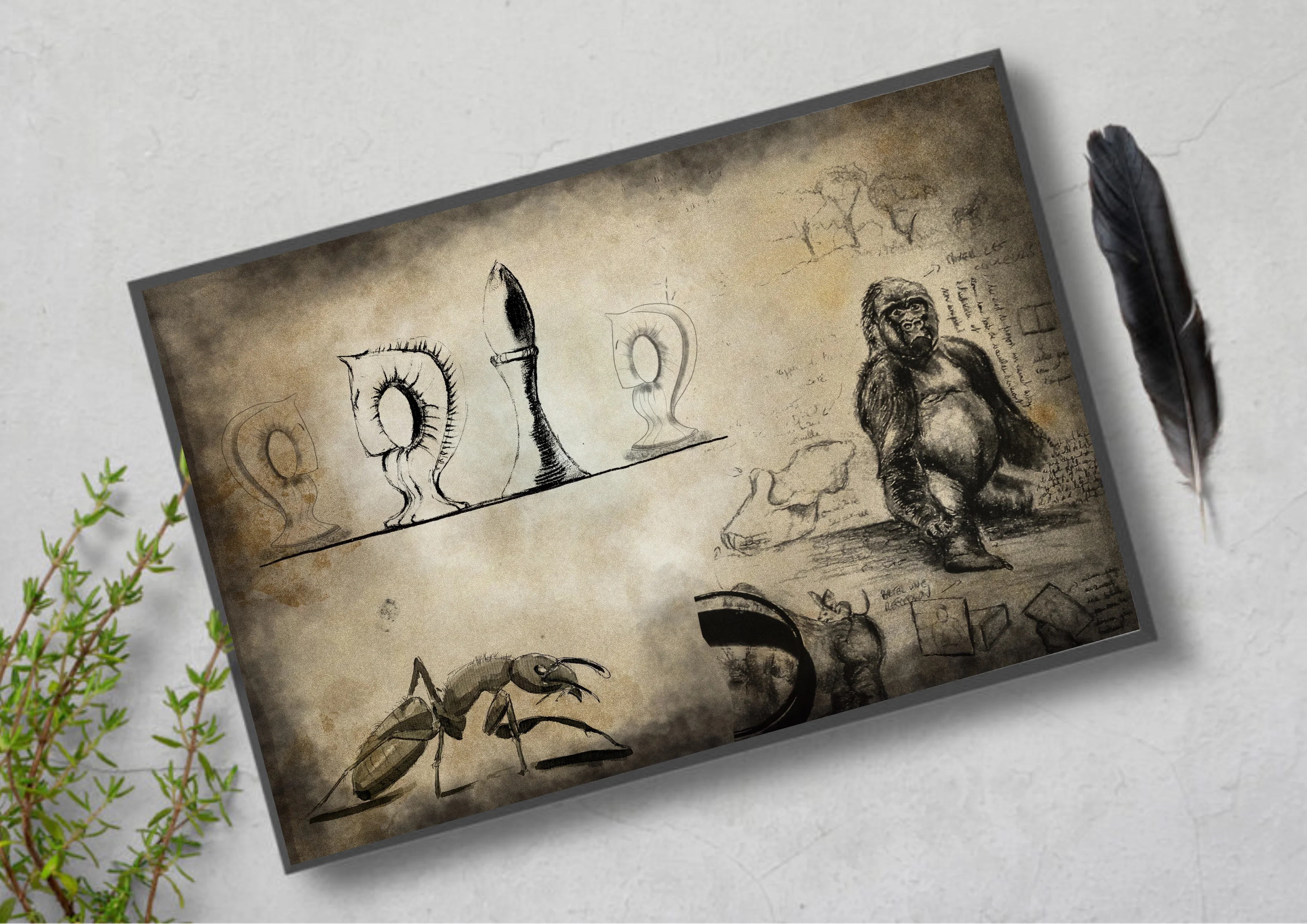 carnet de note, croquis sur le jeu d'échecs