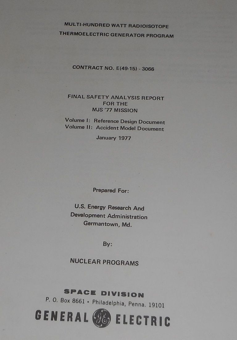 Voyager final safety analysis report book 3 