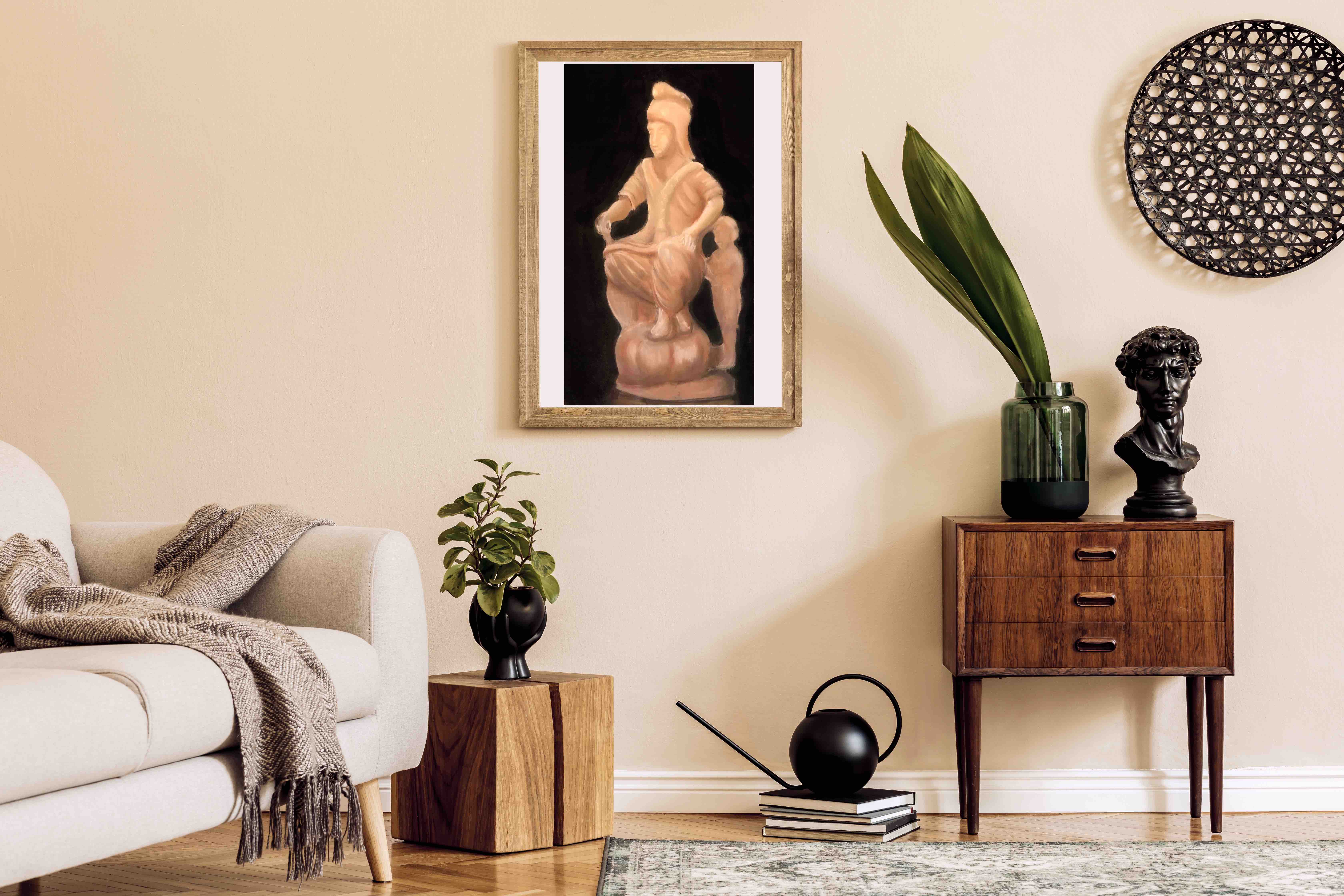 Design-scandinavian-home-interior-of-living-room-with-mock-up-poster-map-stylish-wooden-commode-cube-sofa-flowers-in-vase-and-el