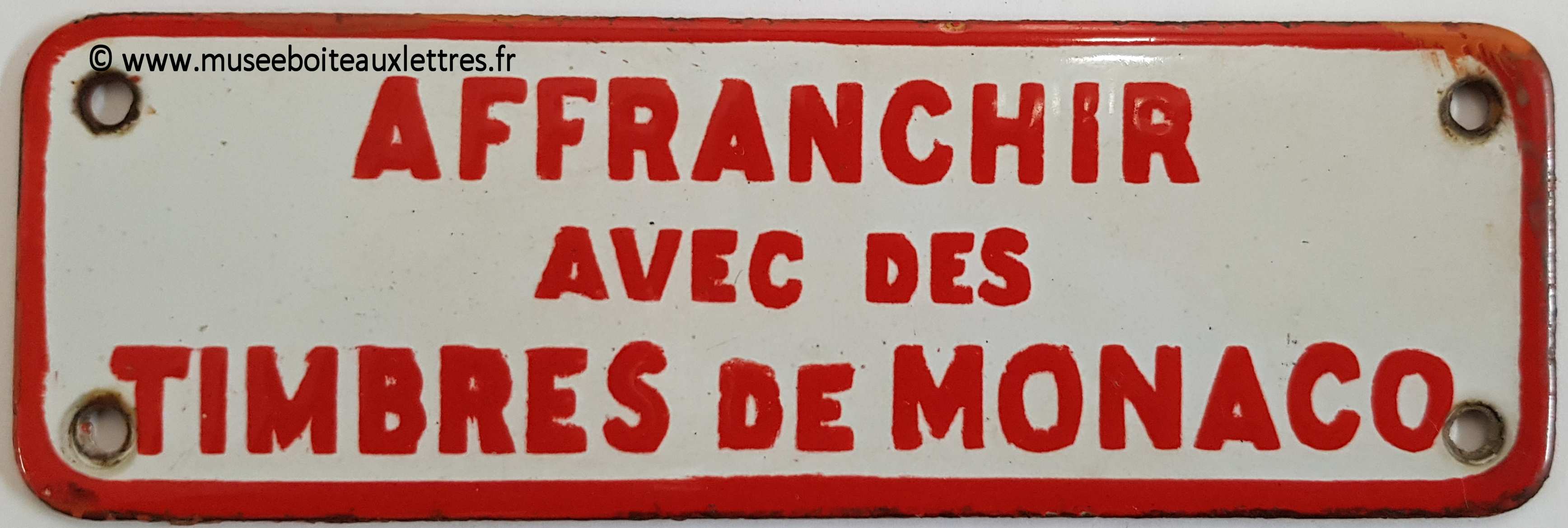 Plaque émailée pour les boites aux lettres  PTT de Monaco.