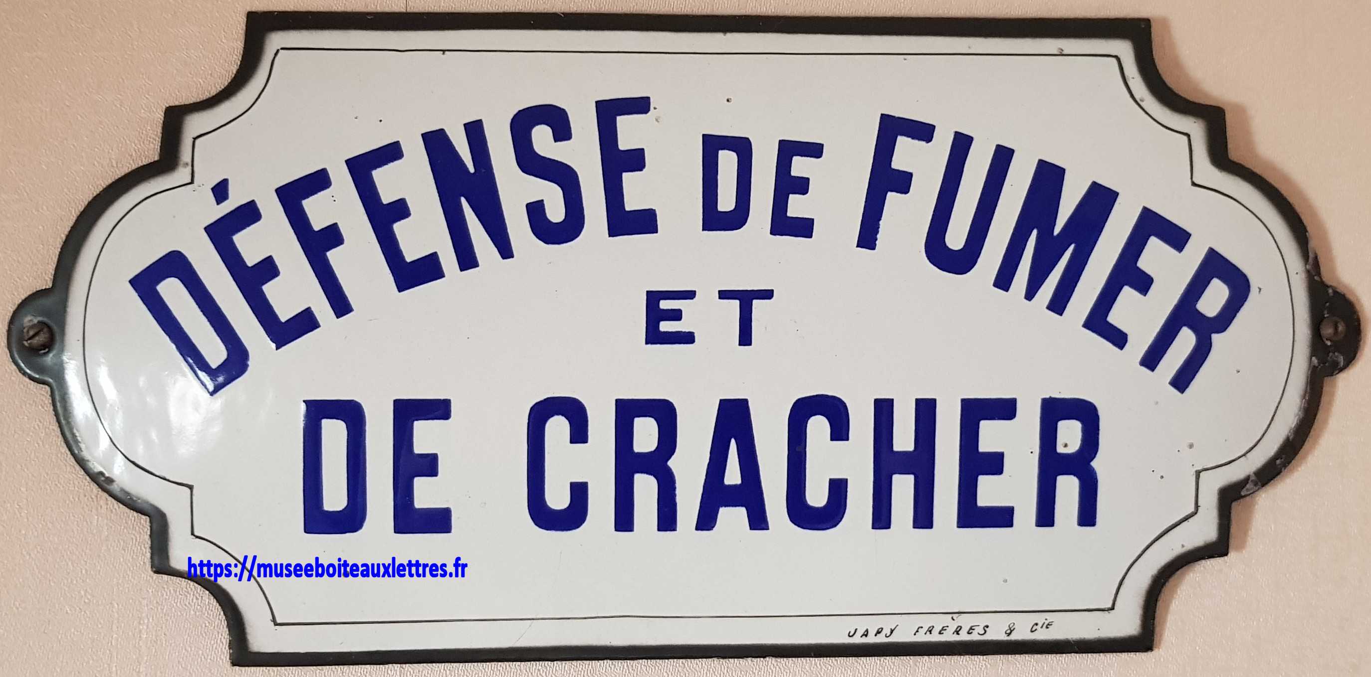 plaque émaillée PTT défense de fumer et de cracher. la poste