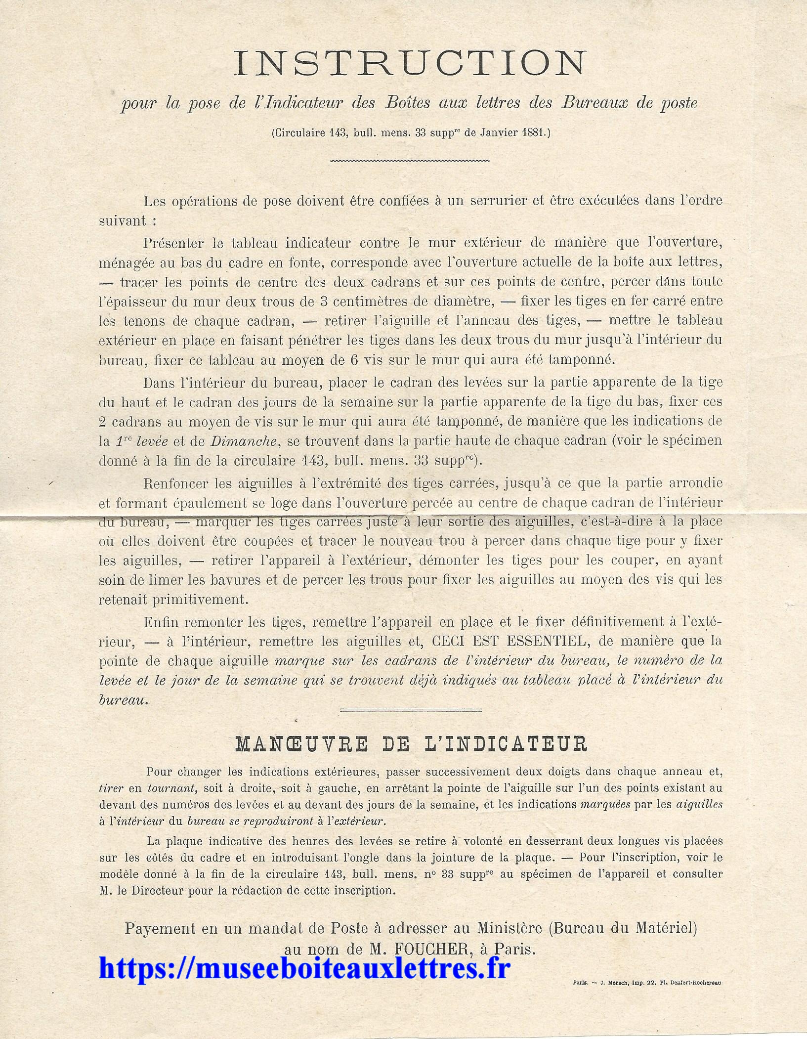 instruction pour la pose des boites aux lettres PTT